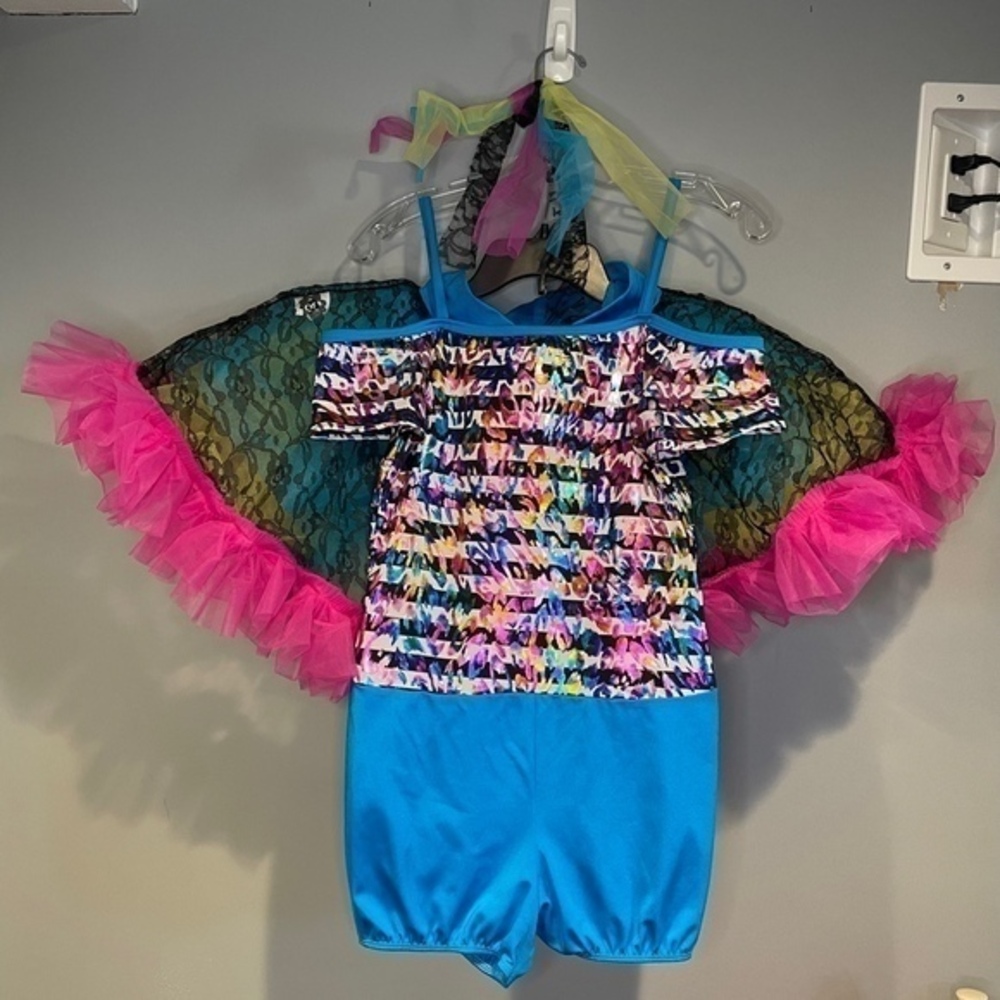 Multicolor Dance Costume 80’s Style Madonna Cyndi Lauper Halloween Party Sz M